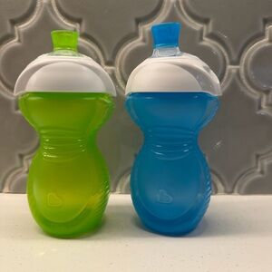 Munchkin Green & Blue Sippy Cups with White Lids